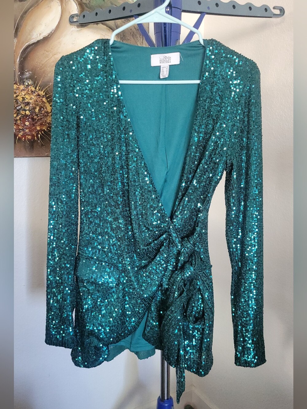 Belle by Badgley Mischka Ivanna Emerald Green sequin Size 0